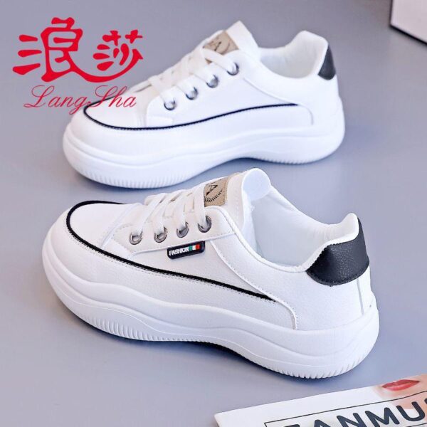 Longsha brand out-of-size special price genuine leather small white shoes women 2024 summer new soft sole casual sports dad shoes women