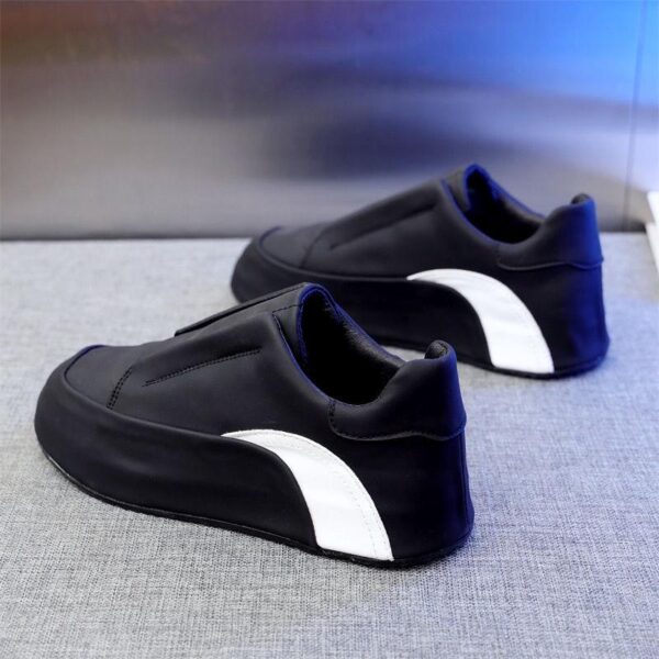 Genuine leather versatile non-slip odour-proof 2024 spring and autumn ins breathable running thick-soled leather sports leisure Little White Shoes Men - Image 2