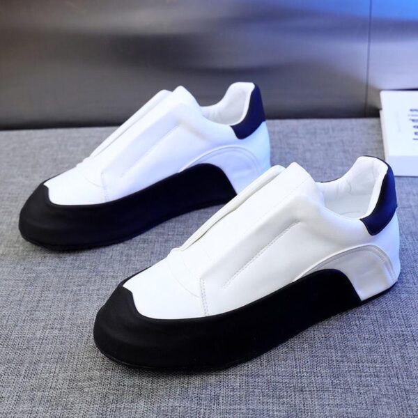 Genuine leather versatile non-slip odour-proof 2024 spring and autumn ins breathable running thick-soled leather sports leisure Little White Shoes Men - Image 5