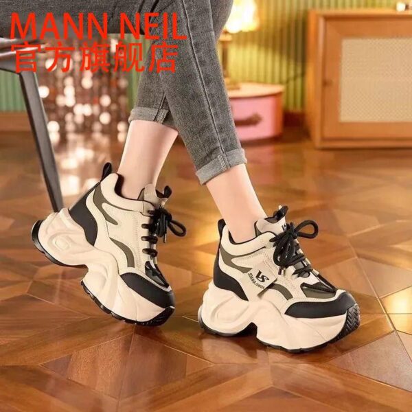 Flagship store Internet celebrity  women's European goods dad shoes  women's spring and autumn breathable  2024 new dwarf happy thick Women's shoes that increase height insole shoes - Image 2