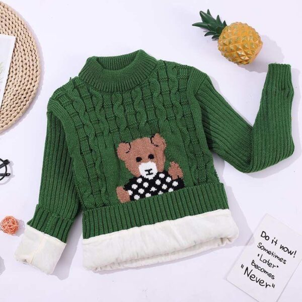 Children's plush sweater thickened warm winter turtleneck round-neck pullover sweater children's warm needle Undershirt - Image 2