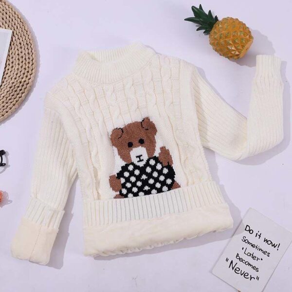 Children's plush sweater thickened warm winter turtleneck round-neck pullover sweater children's warm needle Undershirt - Image 5