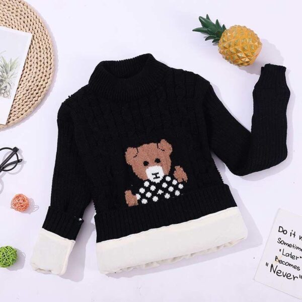 Children's plush sweater thickened warm winter turtleneck round-neck pullover sweater children's warm needle Undershirt - Image 7