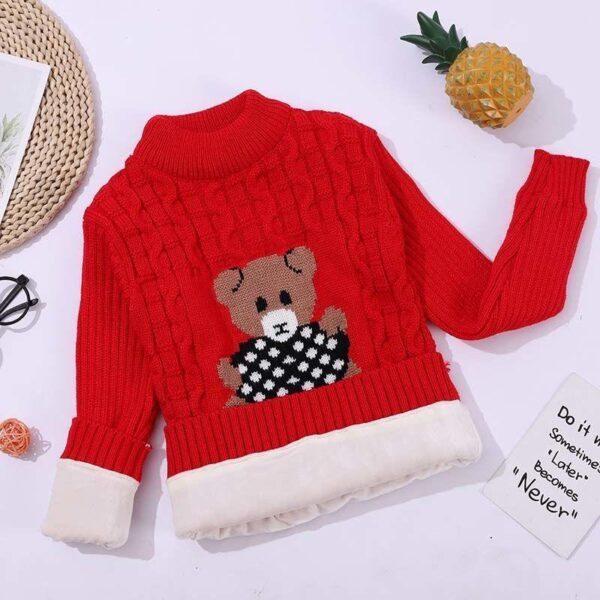 Children's plush sweater thickened warm winter turtleneck round-neck pullover sweater children's warm needle Undershirt - Image 6