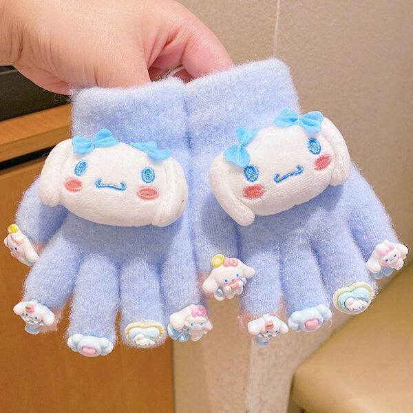 Liou Children's Gloves 2024 Winter New Girls' Kulomi Five-Finger Cover Plush Warm Cold-setting finger set