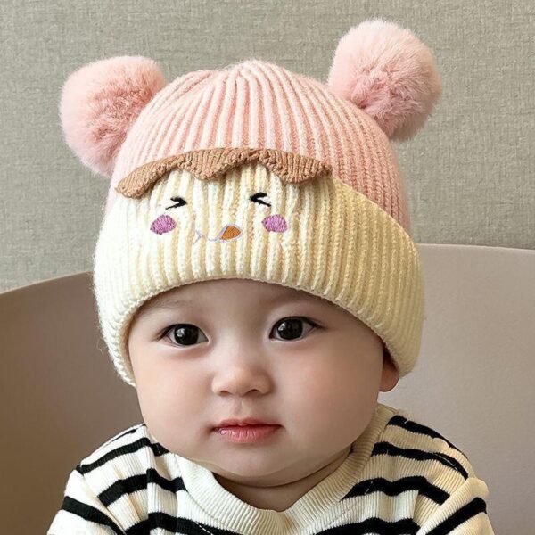 Baby cute knitted warm autumn and winter hat woolen hat ear protector male and female baby winter thickened - Image 4