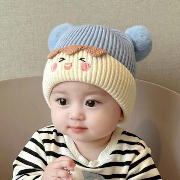 Baby cute knitted warm autumn and winter hat woolen hat ear protector male and female baby winter thickened - Image 6