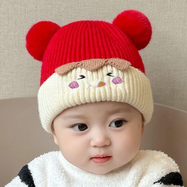 Baby cute knitted warm autumn and winter hat woolen hat ear protector male and female baby winter thickened