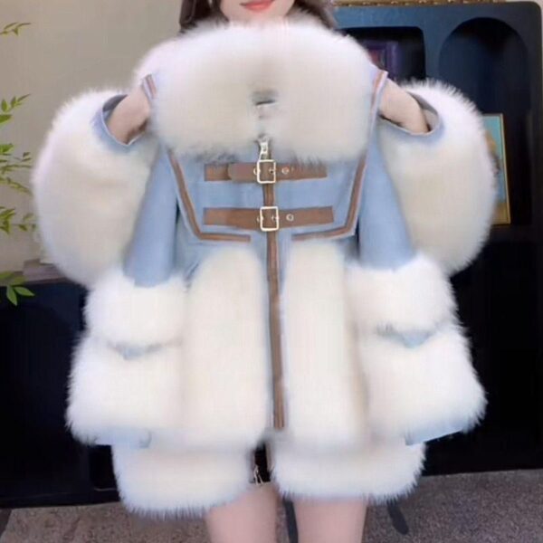 Girls' plush imitation fur 2024 winter new children's winter clothing thickened middle-aged children's foreign style fur versatile jacket