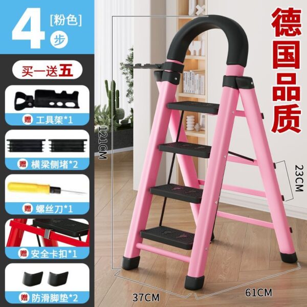 刀防滑脚垄”2 9:05 PM Ladder household folding ladder thickened carbon steel herringbone ladder indoor multi-functional ladder mobile stairs step ladder telescopic ladder - Image 5