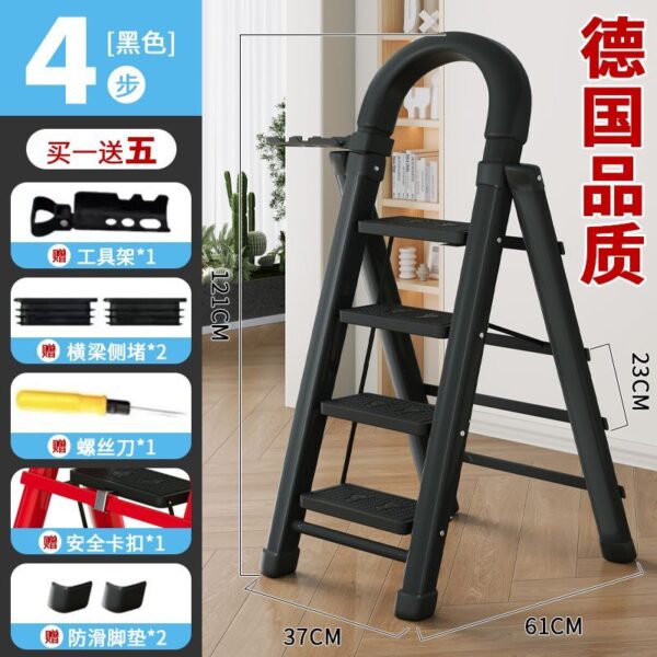 刀防滑脚垄”2 9:05 PM Ladder household folding ladder thickened carbon steel herringbone ladder indoor multi-functional ladder mobile stairs step ladder telescopic ladder - Image 4