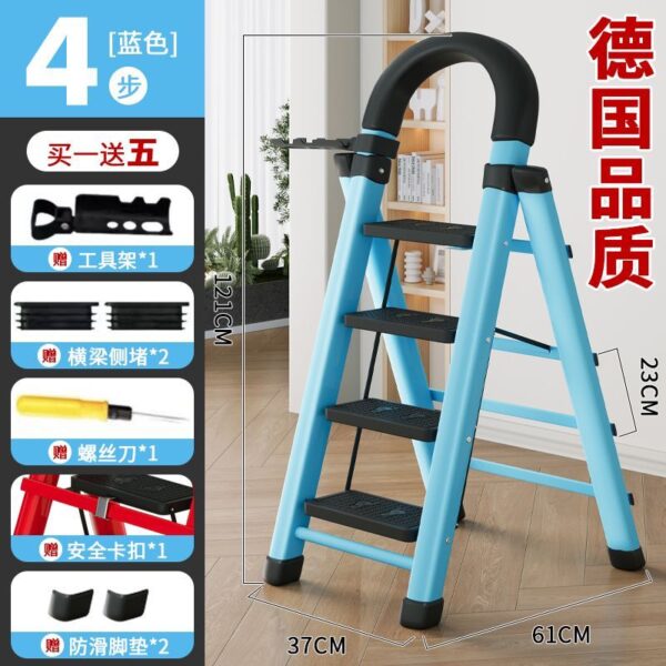 刀防滑脚垄”2 9:05 PM Ladder household folding ladder thickened carbon steel herringbone ladder indoor multi-functional ladder mobile stairs step ladder telescopic ladder - Image 3