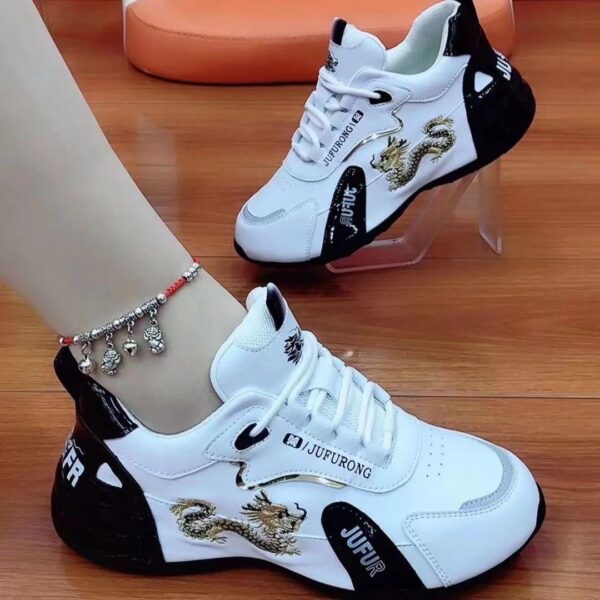 Authentic] Genuine leather 2024 couple leather dad soft sole men's and women's fashion versatile casual sneakers