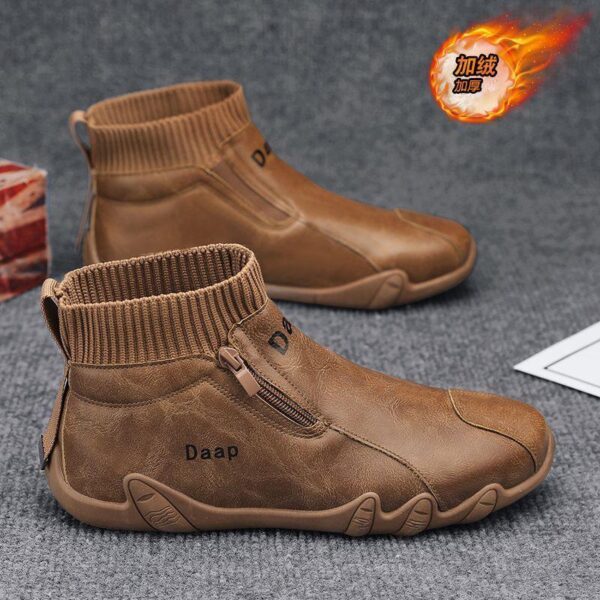 Martin boots men's shoes autumn and winter 2024 new high-top plush thickened one-pedal socks shoes men Casual sneakers, - Image 2