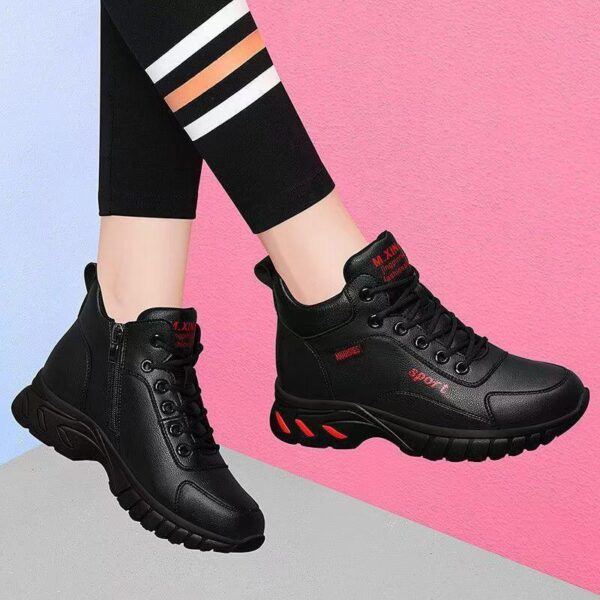 Authentic single cotton same style black broken size casual sneakers leather oil-proof non-slip work shoes lace-up soft-soled women's shoes fast