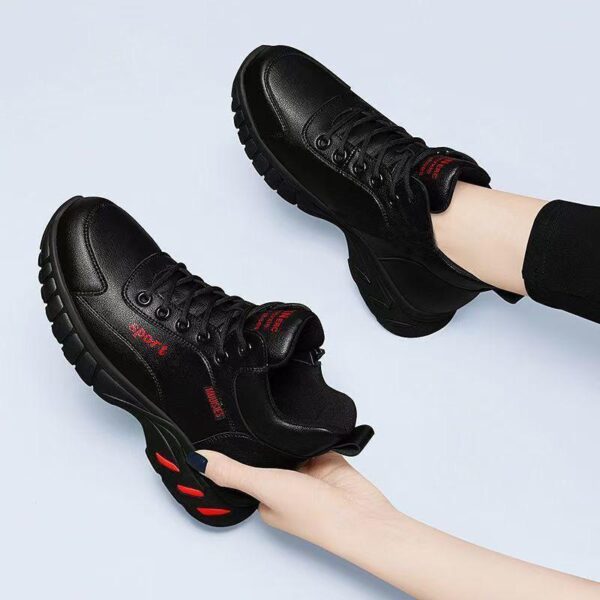 Authentic single cotton same style black broken size casual sneakers leather oil-proof non-slip work shoes lace-up soft-soled women's shoes fast - Image 2