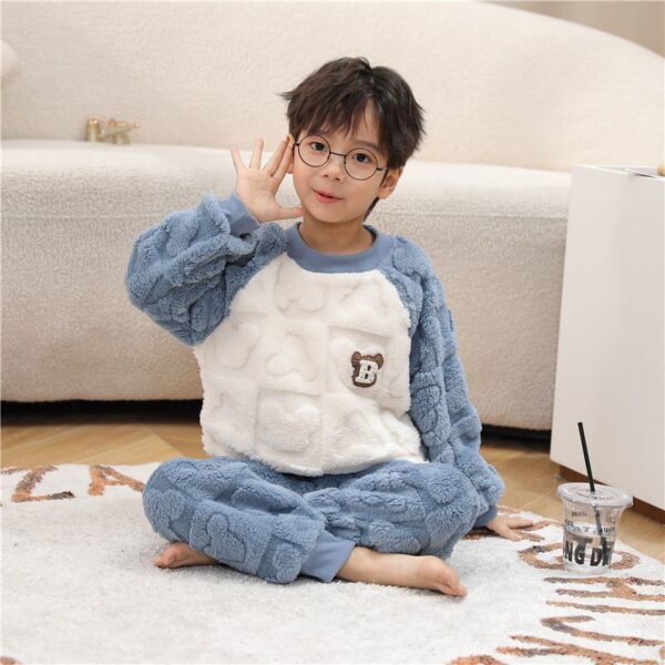 Boys' Pyjamas Autumn and Winter Flannel 2024 New Children's Homewear Set Baby Boys and Girls Return Package Freight - Image 3