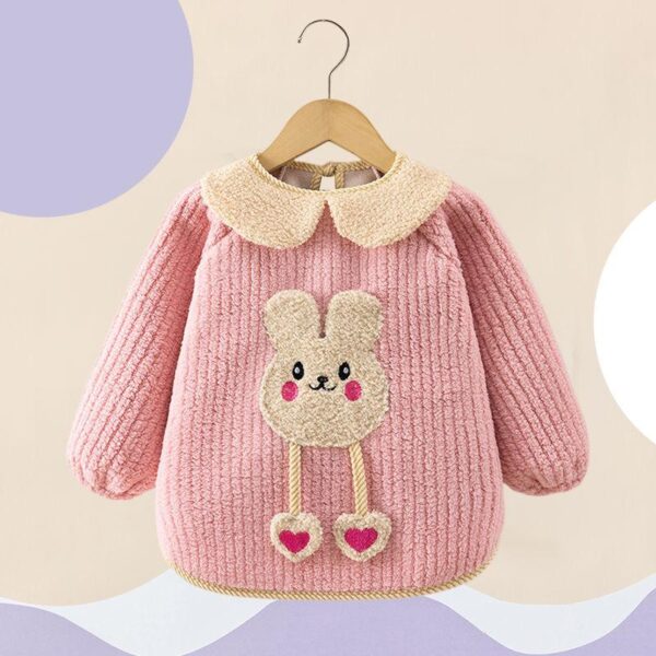 Children's autumn and winter apron cover-up baby bib winter plush waterproof thickened dirt-proof eating baby outerwear clothing - Image 2