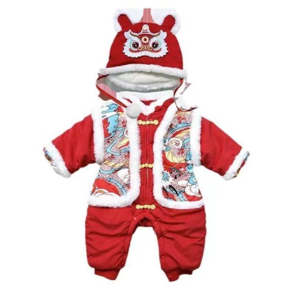 Ship Store Baby Winter Sleeping Bag Trendy Festive New Year's Clothing Plush Plush Baby New Year's Clothing Thickened Outing Cotton Climbing Clothing - Image 2