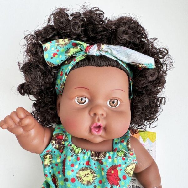 12.1225cm black doll African simulation enamel doll baby doll can be bathed in water children's toys