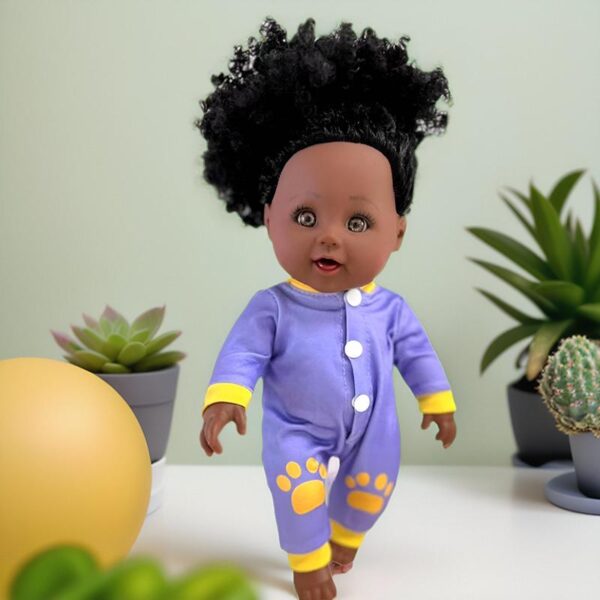 2 Naibonier Black Skin Simulation Doll Girl Doll African Doll Toy Free Milk Bottle - Image 4