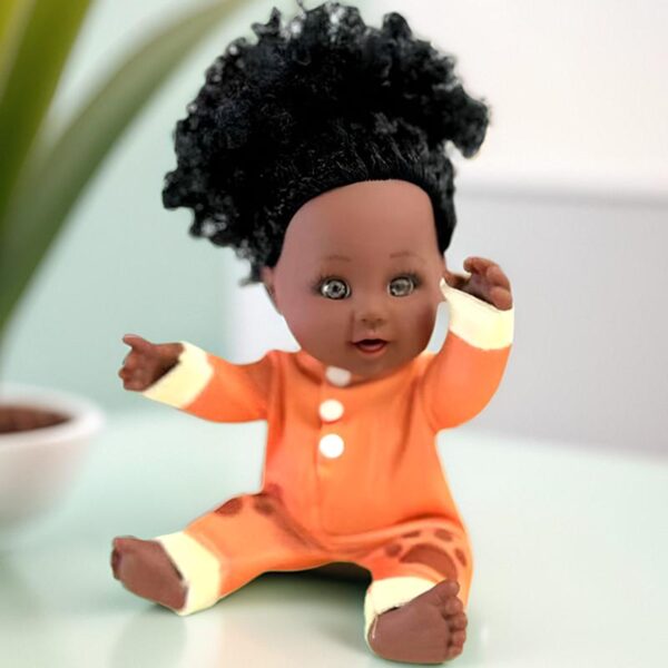 2 Naibonier Black Skin Simulation Doll Girl Doll African Doll Toy Free Milk Bottle - Image 3