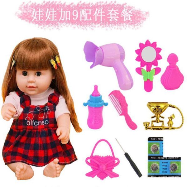 Simulated baby soft rubber doll toy, talking, vocal intelligent doll, girl's home set gift toy, talking, vocal intelligent doll, girl's home set gift - Image 5