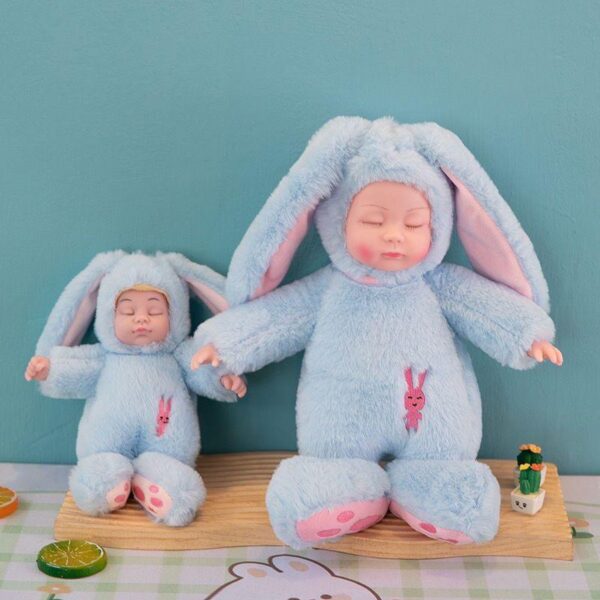 2 Cute sleeping doll simulation doll baby sleep soothing doll toy baby girl Dolls and rabbit ears