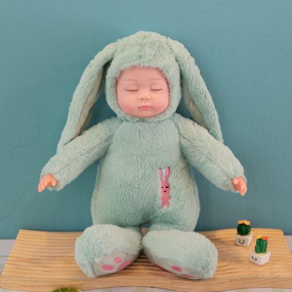 2 Cute sleeping doll simulation doll baby sleep soothing doll toy baby girl Dolls and rabbit ears - Image 6