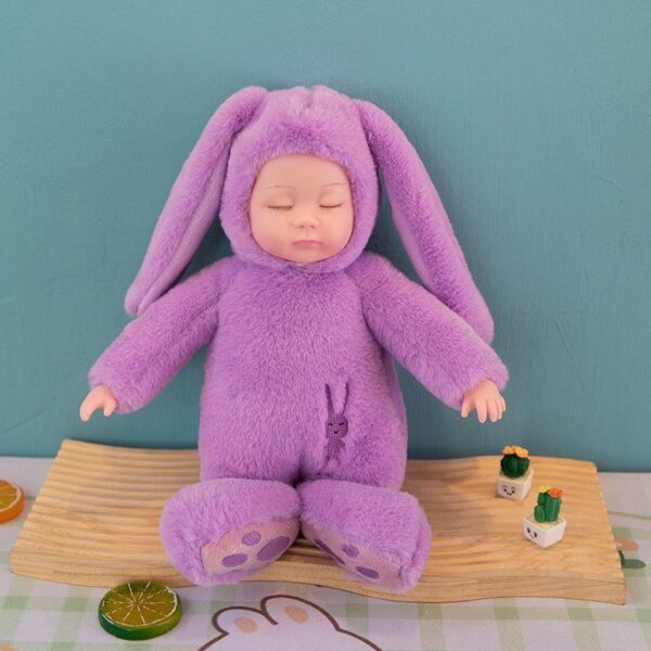 2 Cute sleeping doll simulation doll baby sleep soothing doll toy baby girl Dolls and rabbit ears - Image 5