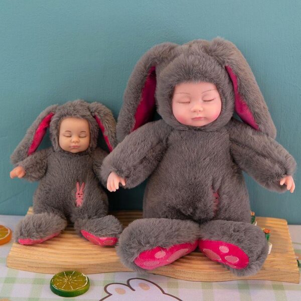 2 Cute sleeping doll simulation doll baby sleep soothing doll toy baby girl Dolls and rabbit ears - Image 3