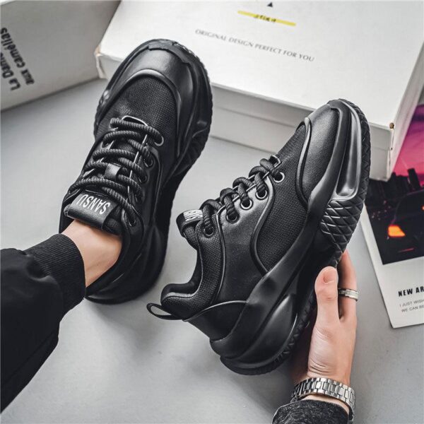 High-quality TikTok same style men's shoes autumn breathable leather fashion dad shoes fashion versatile lightweight sneakers - Image 2