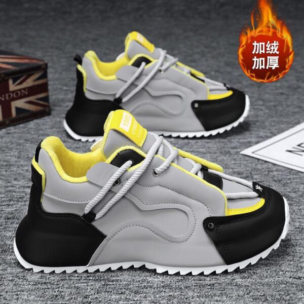 Large-size winter plush men's cotton shoes Dad's new fashion casual trend height-enhancing sneakers thick-soled outdoor cotton shoes - Image 3