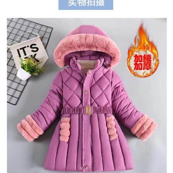 Children's winter clothes, girls' winter coat, plush and thickened fashion cotton clothes, little girl's foreign style New style of cotton jacket Maillard - Image 3