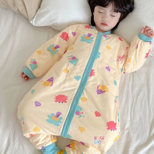 Baby children's sleeping bag cartoon spring and autumn plush warm zipper autumn and winter pyjamas girls' jumpsuit homewear - Image 3