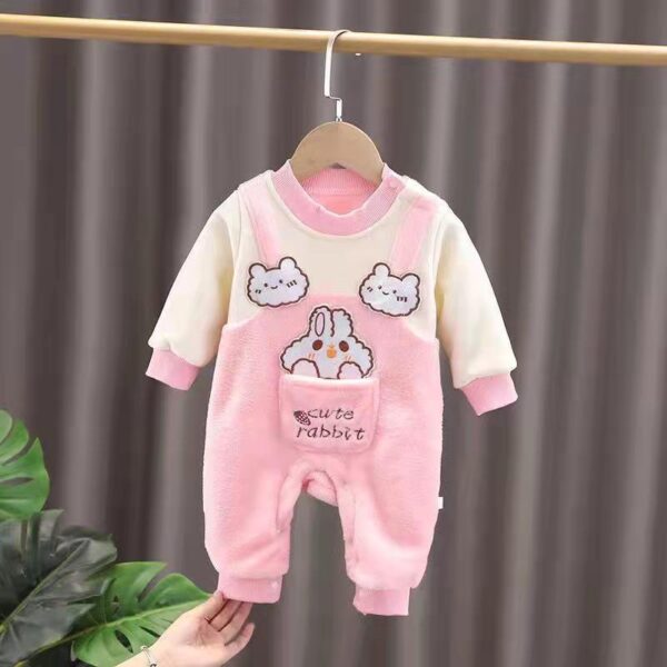 Baby autumn and winter new warm jumpsuit newborn baby girl clothes crawling clothes birth baby residence Home-to-home clothes - Image 3