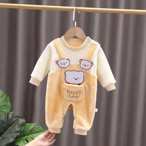 Baby autumn and winter new warm jumpsuit newborn baby girl clothes crawling clothes birth baby residence Home-to-home clothes - Image 2