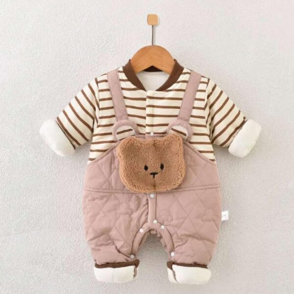 Baby autumn and winter new warm jumpsuit newborn baby girl clothes crawling clothes birth baby residence Home-to-home clothes - Image 5