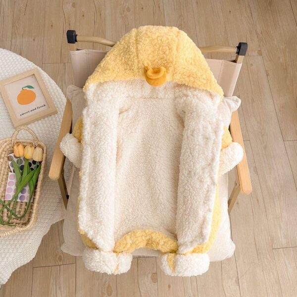 2 Baby winter clothes super cute plush jumpsuit newborn baby hooded crawl Thickened warm winter clothes outing clothes - Image 4