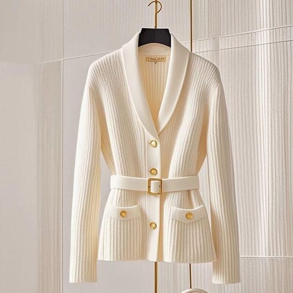 Chic lazy style temperament layered v-neck white sweater jacket autumn and winter outerwear to cover the flesh Ins cardigan women - Image 6