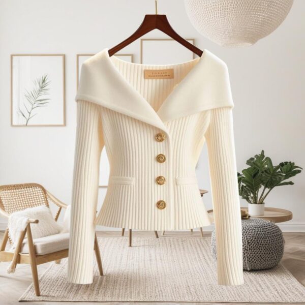 2024 new women's clothing autumn unique super beautiful small fragrance top white waist knitted cardigan sweater jacket