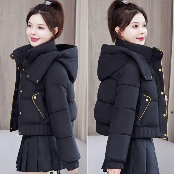 2024 winter new down cotton jacket stand-up collar short winter clothing loose thickened bread small jacket cotton clothing - Image 5