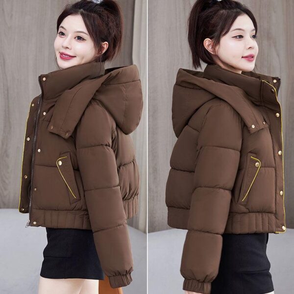 2024 winter new down cotton jacket stand-up collar short winter clothing loose thickened bread small jacket cotton clothing - Image 3