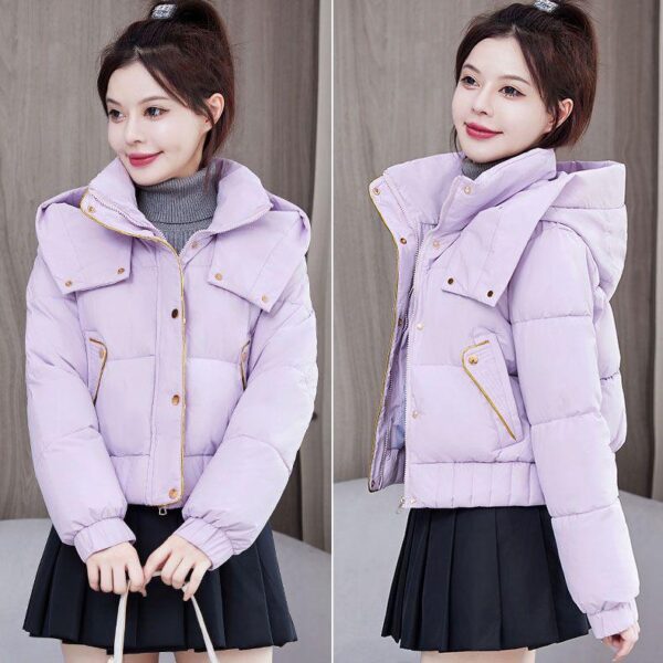 2024 winter new down cotton jacket stand-up collar short winter clothing loose thickened bread small jacket cotton clothing - Image 4