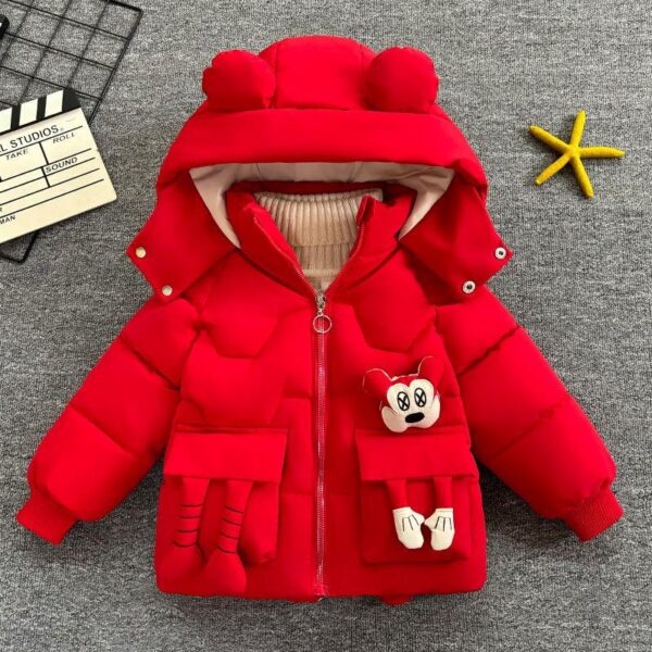 Boys' cotton clothes Ancola red new plush thickened baby winter cotton jacket children's western style jacket popular cotton jacket - Image 3