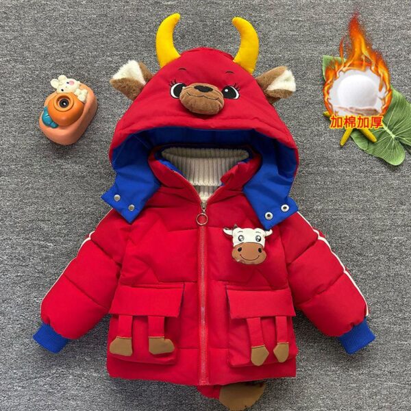 Winter boy baby cotton jacket plush thickened cartoon cotton clothes winter jacket new children's down jacket Cotton cotton clothes trend - Image 2