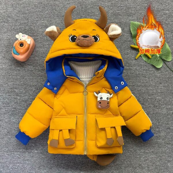 Winter boy baby cotton jacket plush thickened cartoon cotton clothes winter jacket new children's down jacket Cotton cotton clothes trend - Image 3