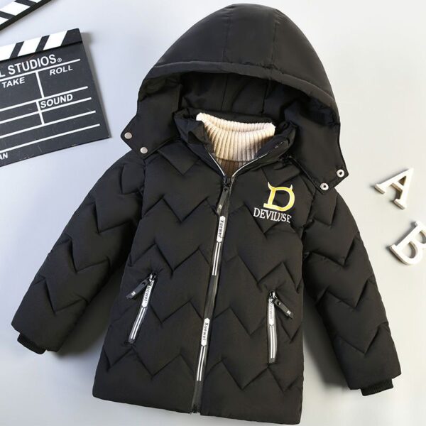 Cotton jacket 2023 new boys' winter clothing children's down cotton jacket thickened cotton jacket Handsome children's jacket medium length - Image 5