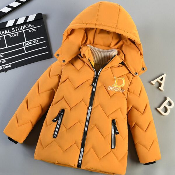 Cotton jacket 2023 new boys' winter clothing children's down cotton jacket thickened cotton jacket Handsome children's jacket medium length - Image 2