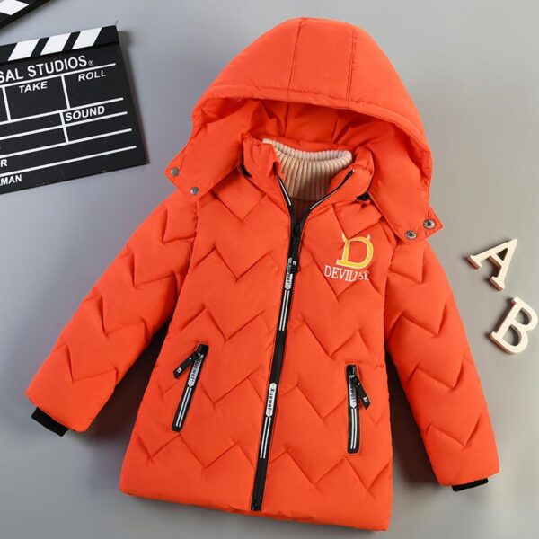 Cotton jacket 2023 new boys' winter clothing children's down cotton jacket thickened cotton jacket Handsome children's jacket medium length